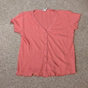 Pact Button Up Front Top Womens Small Pink 100% Organic Cotton Lightweight